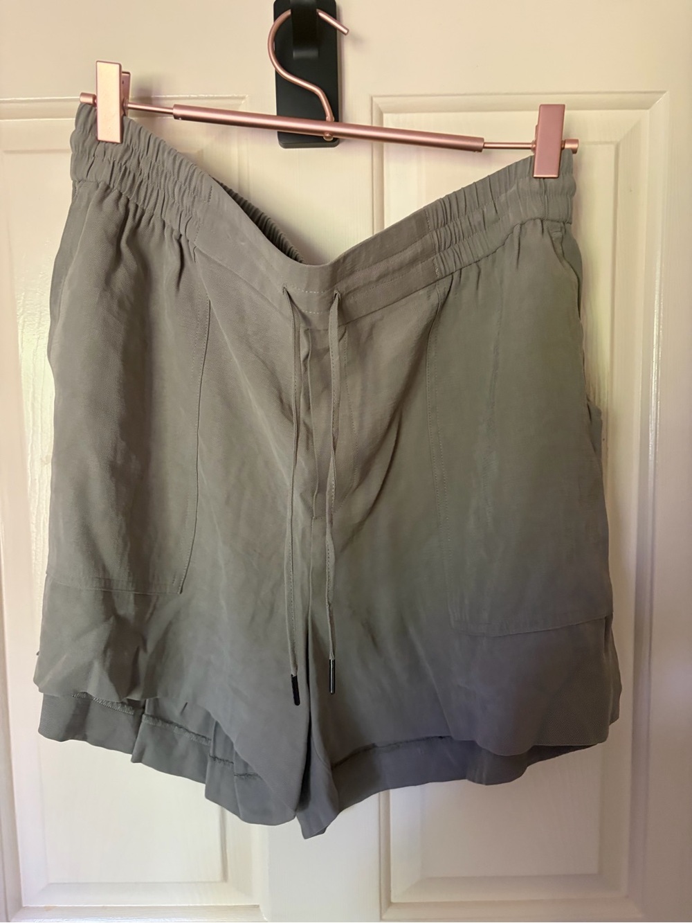 Kersh Olive Green Elastic Drawstring Athletic Shorts